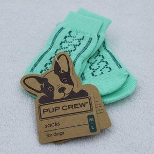 Pup Crew Dog Pet Socks Non-Skid Cable Knit Green Medium Large